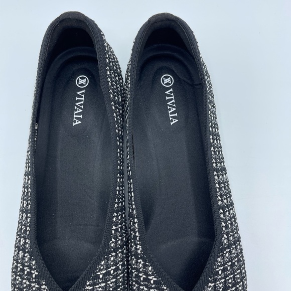 VIVAIA Square-Toe V-Cut Flats Margot 2.0 Black Tweed Size 40W New without Box - Picture 8 of 10